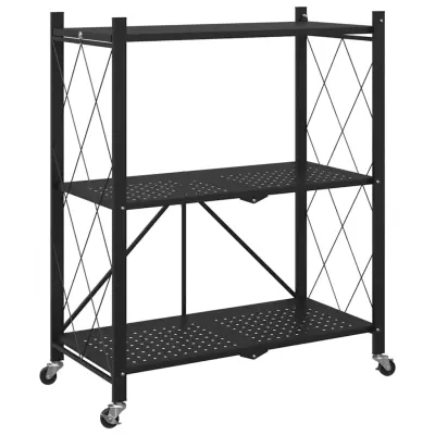 vidaXL Polica za shranjevanje na kolesih črna 71x34x88 cm jeklo