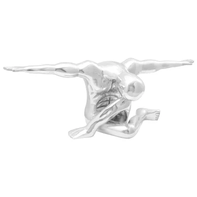 vidaXL skulptura srebrna 91,5x32x33 cm aluminij Misleči človek