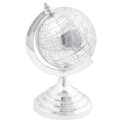 vidaXL Globus skulptura srebrna 16.5x14x26 cm aluminij