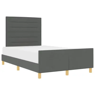 vidaXL Temno siva oblazinjena postelja 120x190 cm