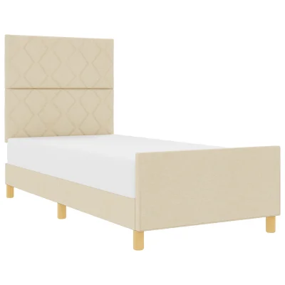 vidaXL Postelja Krem 90x200 cm Tkanina
