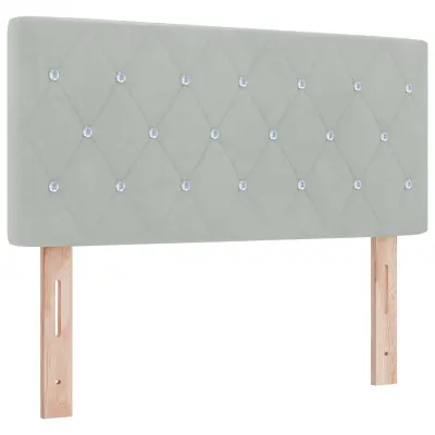 vidaXL Naslon za glavo s kristalnimi gumbi, oblečen v svetlo sivo barvo, 100 cm, iz žameta