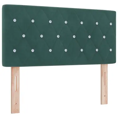 vidaXL Vzglavje s kristalnimi gumbi, temno zelena, 100 cm, žamet