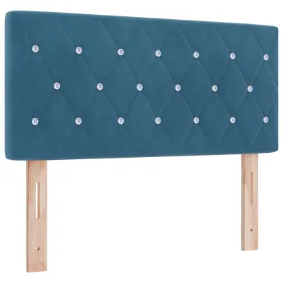 vidaXL Vzglavje s kristalnimi gumbi prešito temno modro 100 cm iz žameta