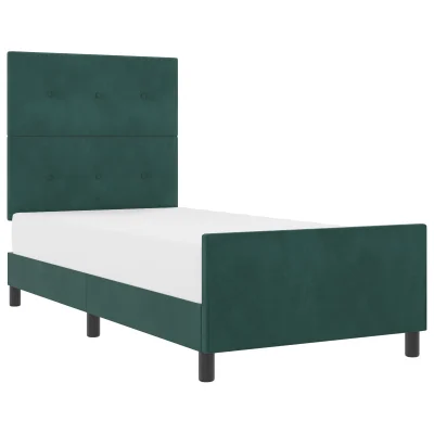 vidaXL Temno zelena žametna posteljna ograja 100x200 cm