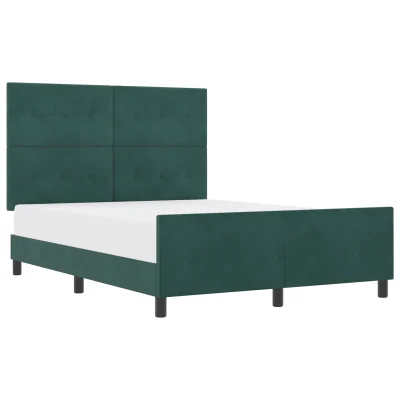 vidaXL Temno zelena žametna postelja 140x190 cm
