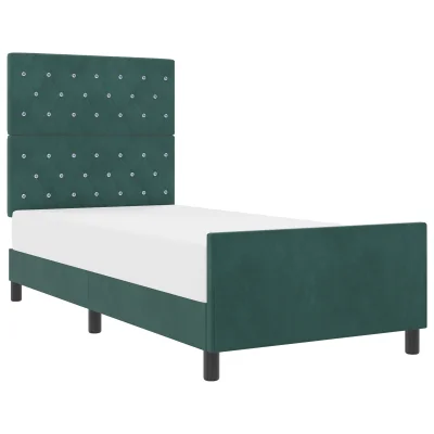 vidaXL Postelja Dark Green 90x190 cm Žamet