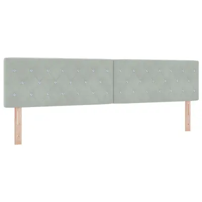 vidaXL Naslon za glavo s kristalnimi gumbi, tufted, svetlo siva, 200 cm, žamet