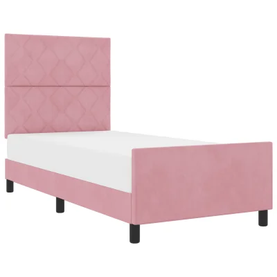 vidaXL Roza Velur Postelja 100x200 cm