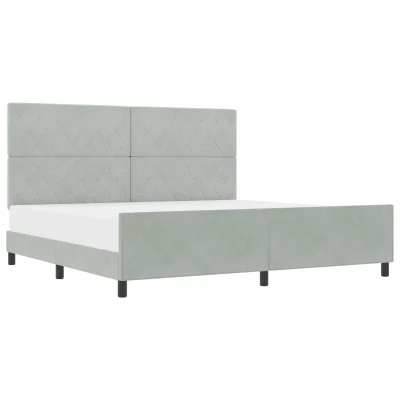 vidaXL Postelja Svetlo siva 200x200 cm Velur