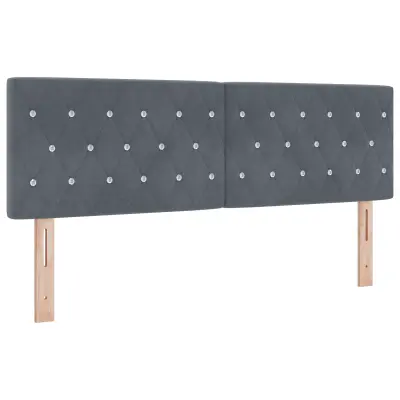 vidaXL Naslon za glavo s kristalnimi gumbi, temno siva, 140 cm, žamet