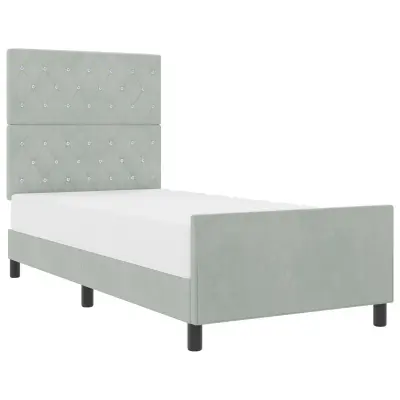 vidaXL Postelja Svetlo siva 90x200 cm Velur
