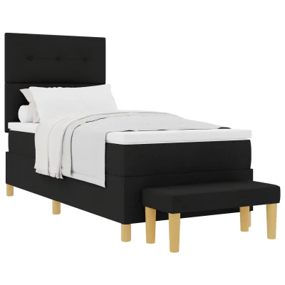 vidaXL Box Spring postelja z vzmetnico in klopjo Črna 90x200 cm Tkanina