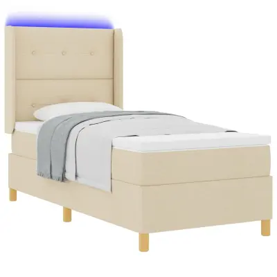 vidaXL Postelja s стимulatorjem in vzmetnico & LED Krem 90x200 cm Tkanina