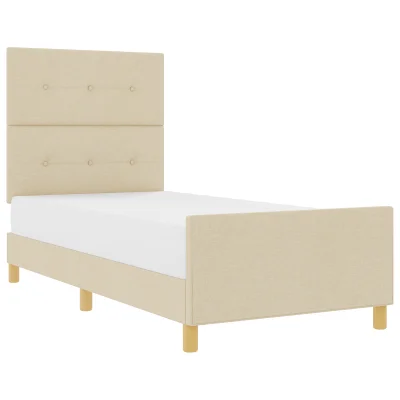 vidaXL Postelja Krem 100x200 cm Tkanina