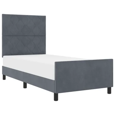 vidaXL Postelja Temno Siva 90x190 cm Žamet