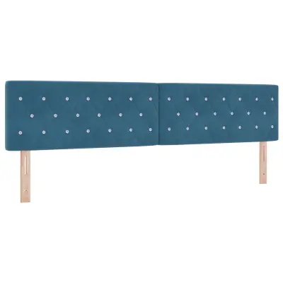 vidaXL Vzglavje s kristalnimi gumbi in prešitjem, temno modro, 200 cm, žamet