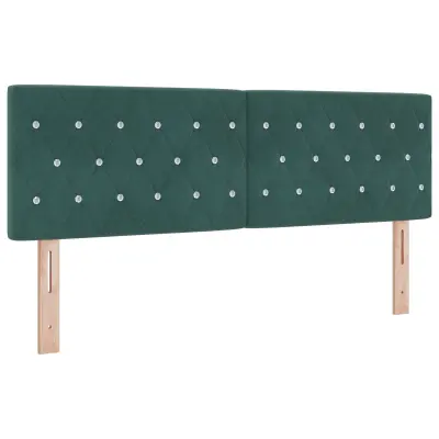 vidaXL Prešito vzglavje s kristalnim gumbom Temno zelena 140 cm Žamet