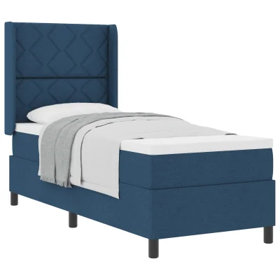 vidaXL Box Spring postelja z vzmetnico v modri barvi - 80x200 cm tkanine