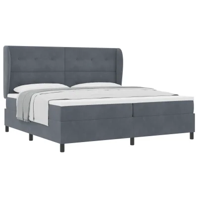 vidaXL Box Spring postelja z vzmetnico temno siva 200x200 cm žamet