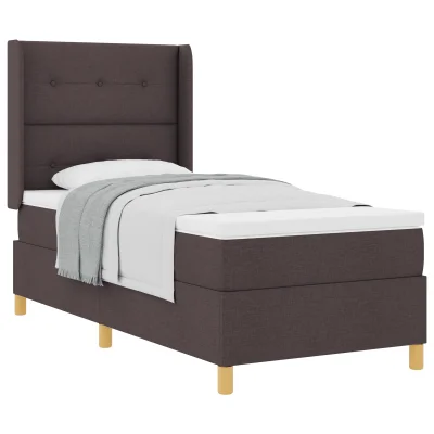 vidaXL Box Spring Posteljni okvir z vzmetnico Temno rjava 90x190 cm Tkanina