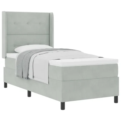 vidaXL Box Spring postelja z vzmetnico Svetlo siva 80x200 cm Žamet