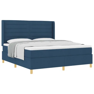 vidaXL Box Spring postelja z vzmetnico modra 180x200 cm tkanina