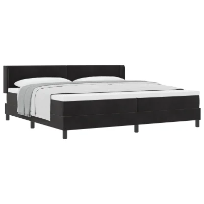 vidaXL Box Spring postelja s podlogom in vzmetnico črna 200x200 cm žamet