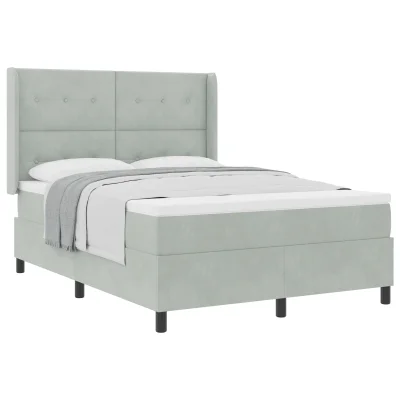 vidaXL Box Spring postelja z ležiščem svetlo siva 140x190 cm žamet
