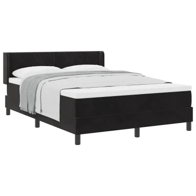 vidaXL Box Spring Postelja z Blazino Črna 140x190 cm Žamet
