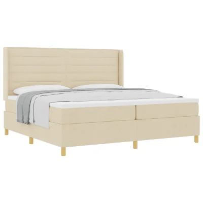 vidaXL Box Spring Postelja z Žimnico Krem 200x200 cm Tkanina