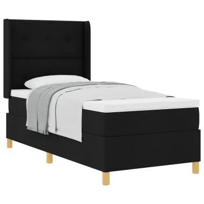vidaXL Box Spring Postelja z Blazino Črna 90x200 cm Tkanina