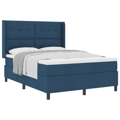 vidaXL Box Spring Postelja z Vzmetnico Modra 140x200 cm Tkanina