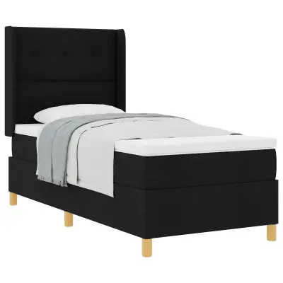 vidaXL Box Spring Postelja z Matracem Črna 90x190 cm Tkanina