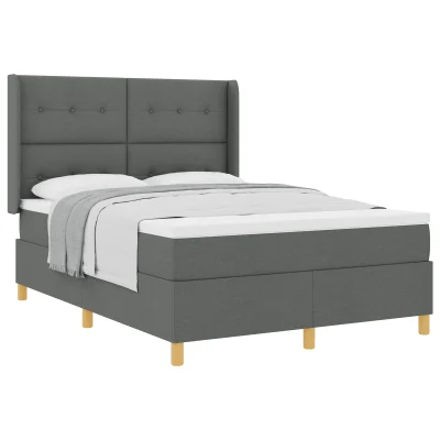 vidaXL Box Spring Postelja z Vzmetnico Temno Siva 140x190 cm Tkanina