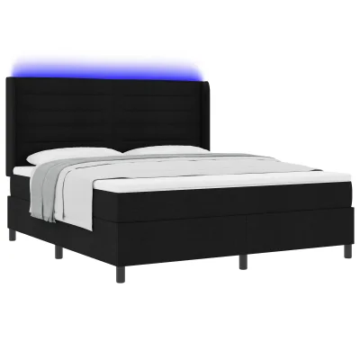 vidaXL Box Spring postelja z vzmetnico in LED osvetlitvijo Črna 180x200 cm Tkanina