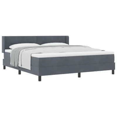 vidaXL Box Spring postelja z vzmetnico temno siva 180x200 cm žamet