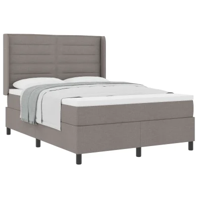 vidaXL Box Spring postelja z vzmetnico taupe 140x200 cm, tkanina