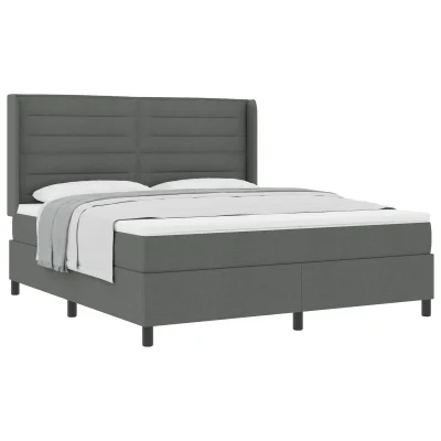 vidaXL Box Spring Postelja z Blazino Temno Siva 180x200 cm Tkanina