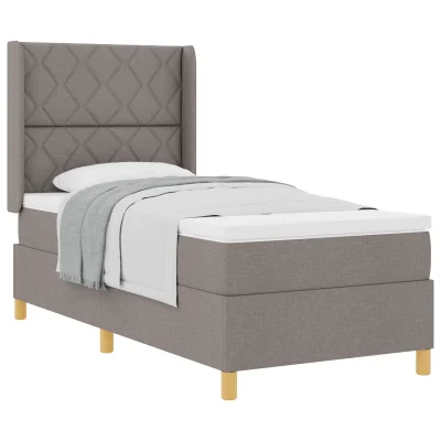 vidaXL Box Spring postelja s vzmetnico taupe 90x200 cm tkanina