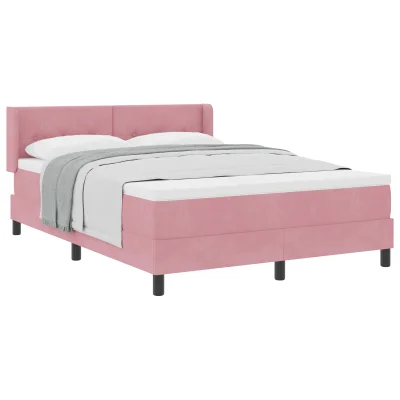 vidaXL Box Spring Postelja z Blazino Roza 140x190 cm Žamet