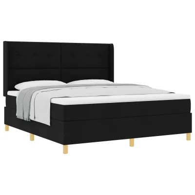 vidaXL Box Spring Postelja z Blazino Črna 180x200 cm Tkanina