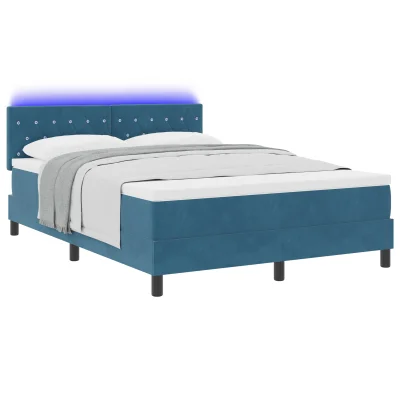vidaXL Box Spring Postelja s Črnim Mattressom in LED Osvetlitev 140x200 cm iz Žameta