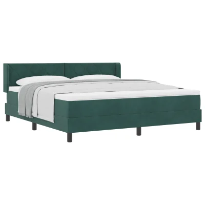 vidaXL Box Spring Postelja z Mattresom Temno Zelena 180x200 cm Žamet