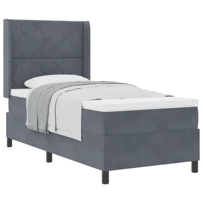 vidaXL Box Spring postelja z vzmetnico temno siva 100x200 cm žamet