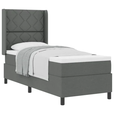 vidaXL Postelja Box Spring z Vzmetnico Temno Siva 80x200 cm