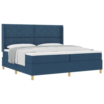 vidaXL Box Spring Postelja z Blazino v Modri - 200x200 cm Tkanina