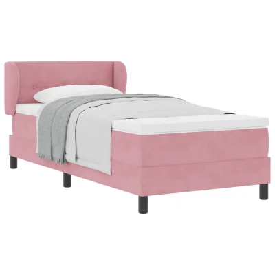 vidaXL Box Spring Postelja z Blazino Roza 90x200 cm Žamet