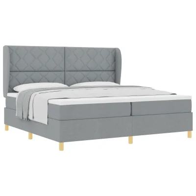 vidaXL Box Spring postelja z vzmetnico svetlo siva 200x200 cm tkanina