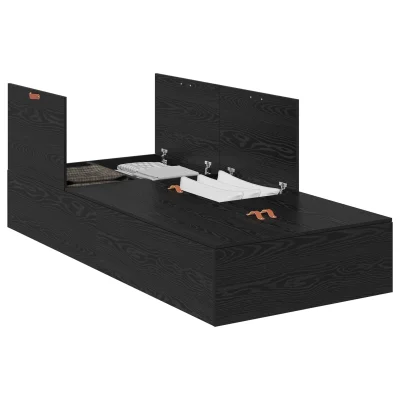 vidaXL Postelja z dodatnim prostorom za shranjevanje Črna Oka 90x190 cm